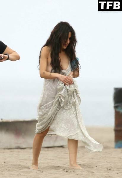 Sarah Shahi is Spotted During a Beach Shoot in LA on fanspics.com