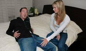 Blonde girl Brooke Banner seduces and fucks her boyfriend's buddy on fanspics.com