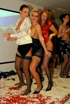 Cock hungry babes in stockings going wild at the drunk sex party on fanspics.com