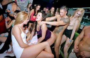 Party going chicks gets wild and crazy with male strippers inside a club on fanspics.com