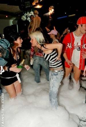 Adorable babes and horny guys are into hardcore foam sex party on fanspics.com