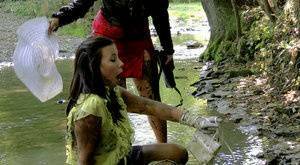 European fetish ladies have some messy fully clothed fun outdoor on fanspics.com