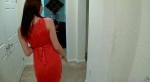 Sweet brunette Jasmine Delatori strips in bathroom to expose even sweeter ass on fanspics.com