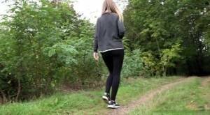 White girl is captured on hidden camera taking a piss in someone's garden on fanspics.com