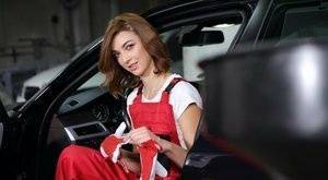 Sexy horny mechanic with awesome body reaches the climax right in a car on fanspics.com