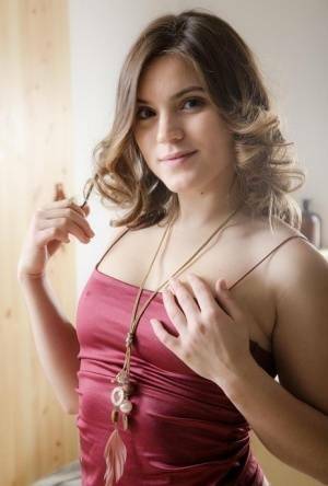 Sexy teen girl Evelina Darling wets her vibrator before masturbating on fanspics.com