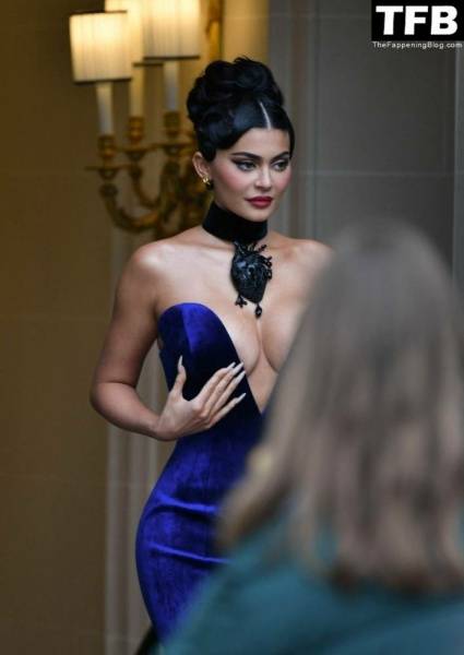 Busty Kylie Jenner Flaunts Her Deep Cleavage in Paris (54 Photos + Video) on fanspics.com