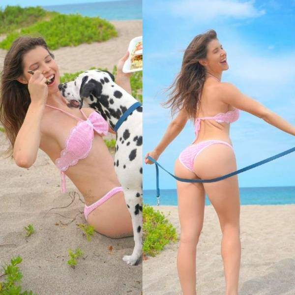Amanda Cerny Candid Beach Bikini Set  - Usa on fanspics.com