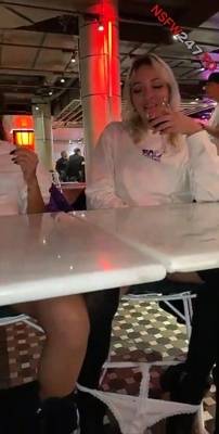 Unikorn Latina girls flashing pussy in restaurant snapchat premium xxx porn videos on fanspics.com