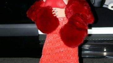 Braless Charli XCX Stuns in All Red Out in NYC on fanspics.com