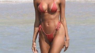 Debbie St. Pierre Shows Off Her Stunning Figure on the Beach in Miami on fanspics.com