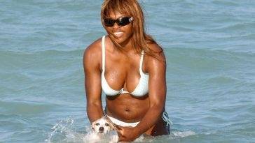 Serena Williams Shows Off Her Boobs on the Beach on fanspics.com