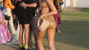 Holly Scarfone Takes Over Coachella in an Embellished Golden Bikini on fanspics.com