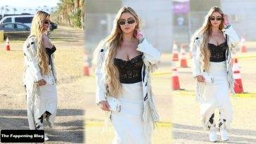 Demi Rose Wears a Busty Laced Top at Coachella on fanspics.com