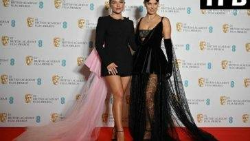 Florence Pugh & Millie Bobby Brown Pose at the British Academy Film Awards - Britain on fanspics.com