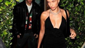 Justin and Hailey Bieber Leave After Dinner at Giorgio Baldi on fanspics.com