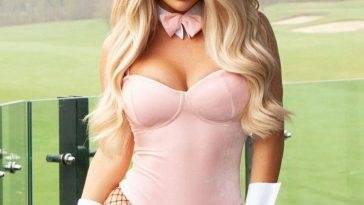 Bianca Gascoigne Shows Off Her Amazing Body in a Pink Bunny and Fishnet Tights on fanspics.com