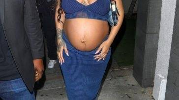 Rihanna Shows Off Her Massive Bulging Belly Leaving After Dinner at Nobu on fanspics.com