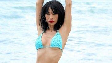 Bai Ling Looks Hot and Fit at the Beach in Florida on fanspics.com