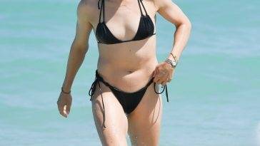 Genie Bouchard is Seen Wearing a Black Bikini in Miami Beach on fanspics.com