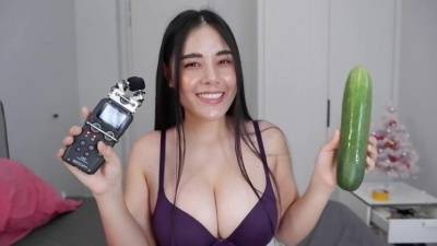 ASMR Wan - Scrathing, tapping on my body at last - Cucumber licking on fanspics.com