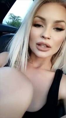 LaynaBoo pussy fingering in car public parking snapchat premium xxx porn videos on fanspics.com
