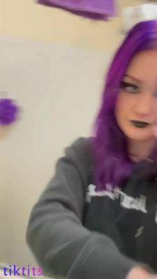 Goth girl shows her small plum tits on fanspics.com
