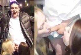 Drunk Fool Somehow Gets Two Sluts To Suck On His Dick In Public! on fanspics.com