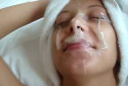 Amateur Ex-Gf Gets A Thick Facial on fanspics.com