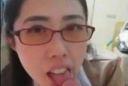 Brunette Asian Student gives Perfect Blowjob on fanspics.com