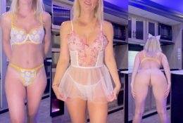 Vicky Stark Embroidery Lingerie Try On Haul Video  on fanspics.com