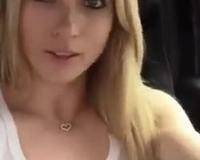 Cute Blonde Squirts in Car on fanspics.com