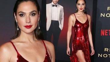 Gal Gadot Oozes Glamour in a Red Sequin Gown at the Red Notice Premiere in LA on fanspics.com