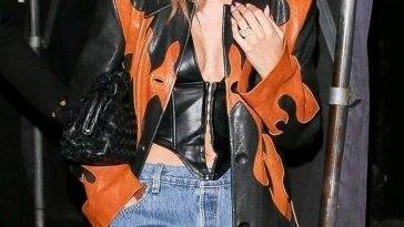 Hailey Bieber Flaunts Her Sexy Tits as She Exits a Party at The Nice Guy on fanspics.com