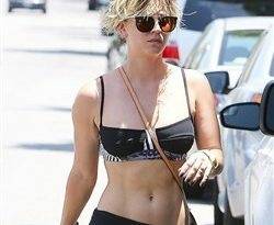 Kaley Cuoco Out In Just A Bra And Yoga Pants on fanspics.com