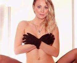 Kaley Cuoco Poses For Naked Photos In Stockings on fanspics.com