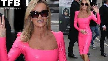 Amanda Holden Looks Hot in a Pink Latex Dress on fanspics.com