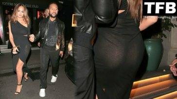 Chrissy Teigen Flaunts Her Sexy Legs and Butt at Tonnie Scott’s Jazz Club in London on fanspics.com