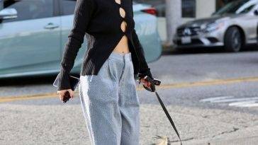 Braless Cara Santana Flashes Her Toned Midriff While Heading to a Hair Salon on fanspics.com