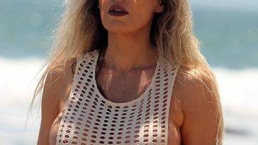 Ana Braga See Through Bikini On The Beach on fanspics.com