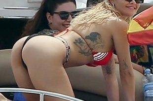 Rita Ora's Ass In A Thong Bikini On A Sex Offender's Boat on fanspics.com