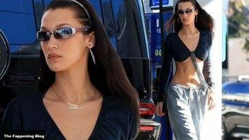 Bella Hadid Sends Temperatures Soaring at the Gas Pump on fanspics.com