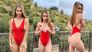 Christina Khalil Lewd Red Bodysuit Video  on fanspics.com