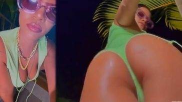 Rihanna Displays Her Tits and Butt in Green Lingerie (14 Pics + GIFs & Video) on fanspics.com