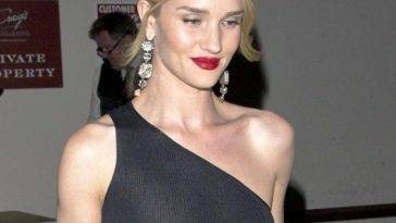 Rosie Huntington Whiteley Nipples Seen in See Through Black Top on fanspics.com