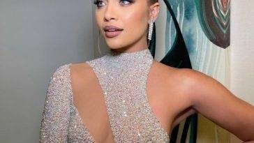 Jasmine Sanders Looks Hot in a See-Through Dress at the 2021 Sports Illustrated Awards (16 Photos + Video) on fanspics.com