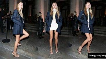 Lila Moss Shows Off Her Slender Legs in London on fanspics.com