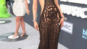 Jazelle Poses in a See-Through Dress at the 2022 Billboard Music Awards on fanspics.com