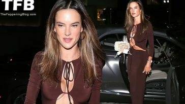 Braless Alessandra Ambrosio Shows Off Her Stunning Figure in a Sizzling Cut Out Dress at Craig’s in WeHo on fanspics.com
