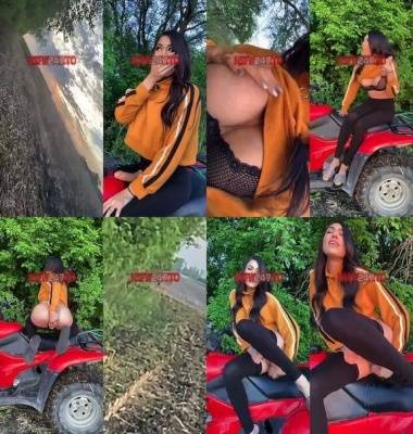 Rainey James outdoor dildo masturbation on atv snapchat premium 2019/06/09 on fanspics.com